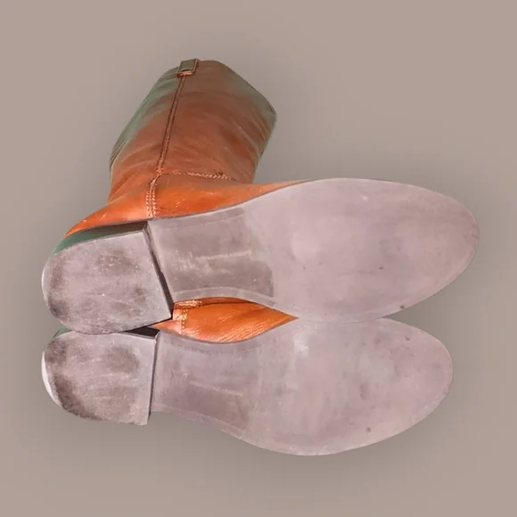 Women Vintage Wide Calf Leather Brown Tall Riding Boots By INC Size 9.5M. - Picture 8 of 8